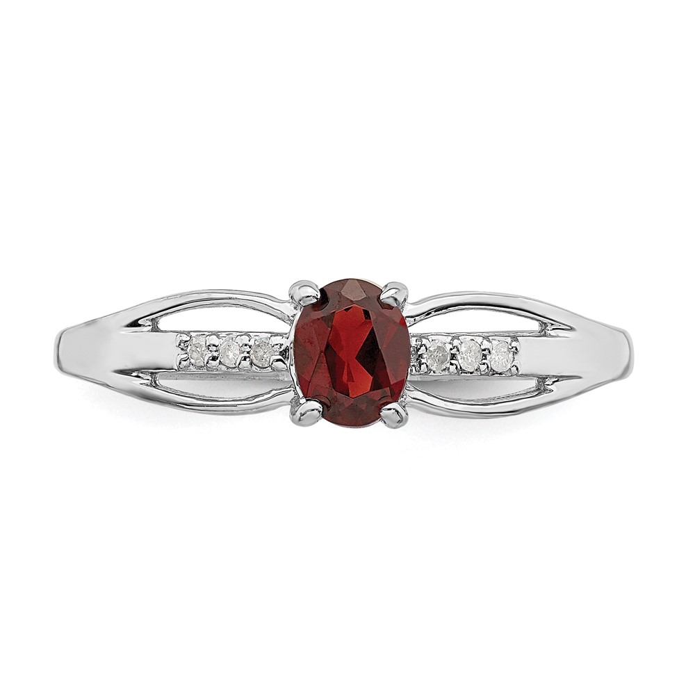 Sterling Silver Rhod-plated Diamond Garnet Ring (QR7064JAN-6)