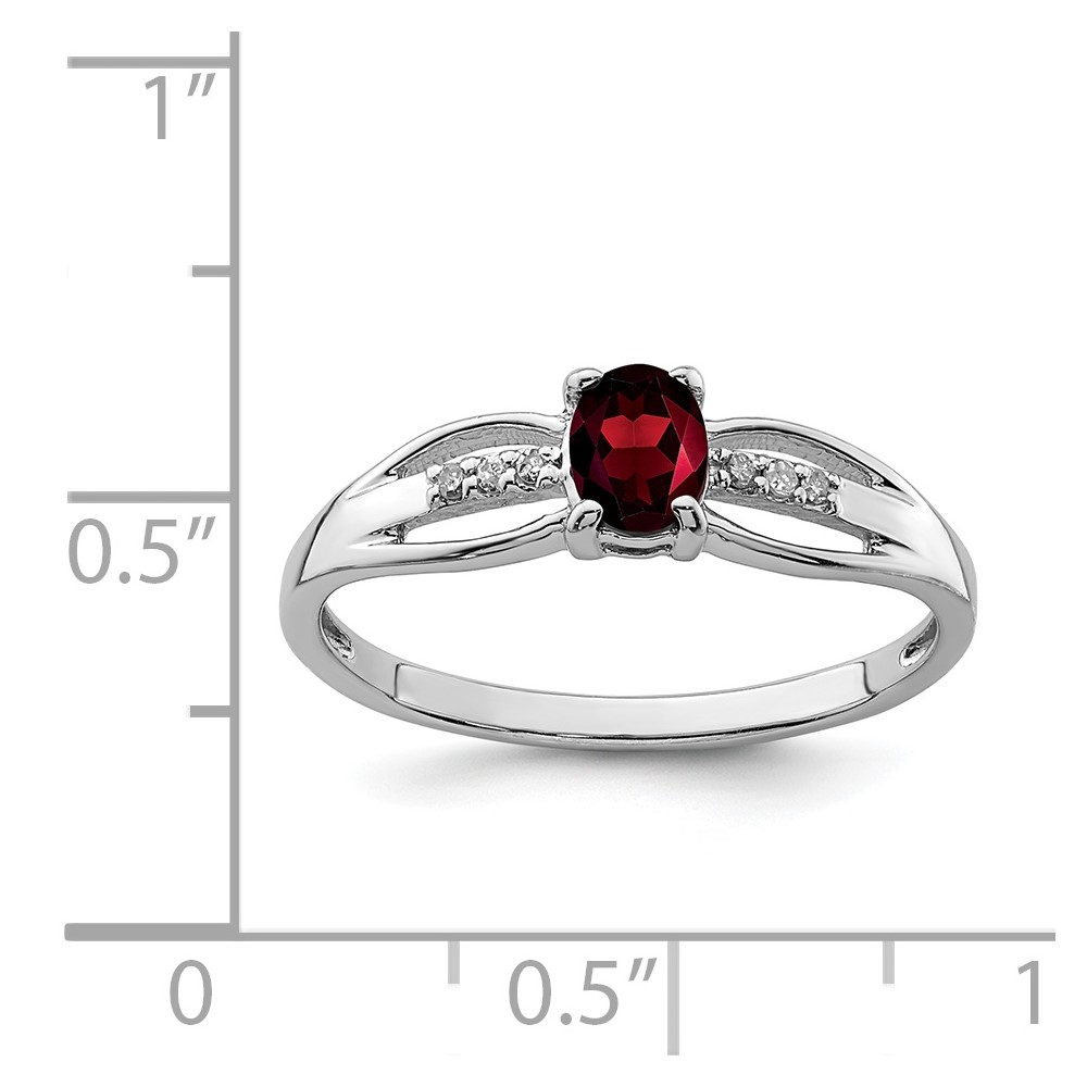 Sterling Silver Rhod-plated Diamond Garnet Ring (QR7064JAN-6)