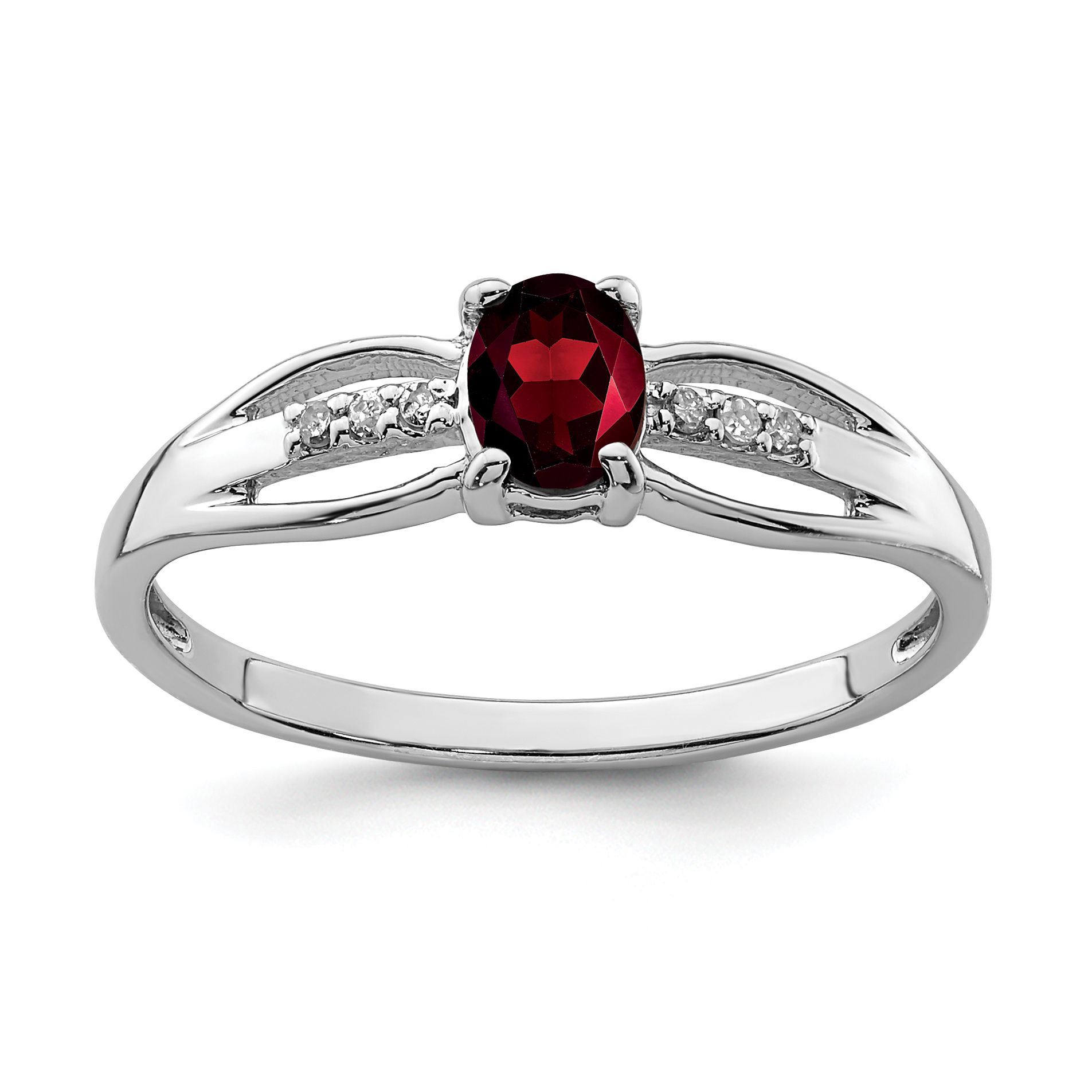 Sterling Silver Rhod-plated Diamond Garnet Ring (QR7064JAN-6)
