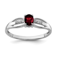 Sterling Silver Rhod-plated Diamond Garnet Ring view 1