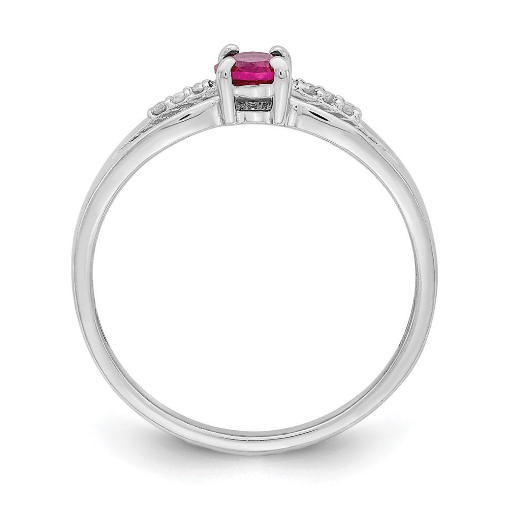 Sterling Silver Rhod-plated Diamond Created Ruby Ring (QR7064JUL-7)
