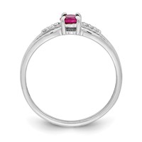 Sterling Silver Rhod-plated Diamond Created Ruby Ring view 2