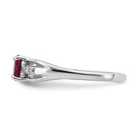 Sterling Silver Rhod-plated Diamond Created Ruby Ring view 4