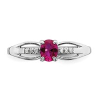 Sterling Silver Rhod-plated Diamond Created Ruby Ring view 5