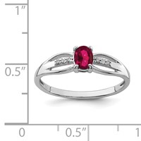 Sterling Silver Rhod-plated Diamond Created Ruby Ring view 3