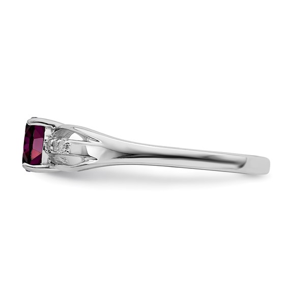 Sterling Silver Rhodium plated Diamond and Gemstone Ring 
