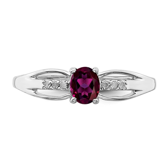 Sterling Silver Rhodium plated Diamond and Gemstone Ring 
