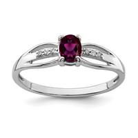 Sterling Silver Rhod-plated Diamond Rhodolite Garnet Ring view 1