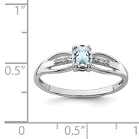 Sterling Silver Rhod-plated Diamond Aquamarine Ring view 3
