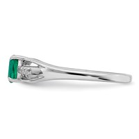 Sterling Silver Rhod-plated Diamond Created Emerald Ring view 4
