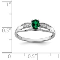 Sterling Silver Rhod-plated Diamond Created Emerald Ring view 3