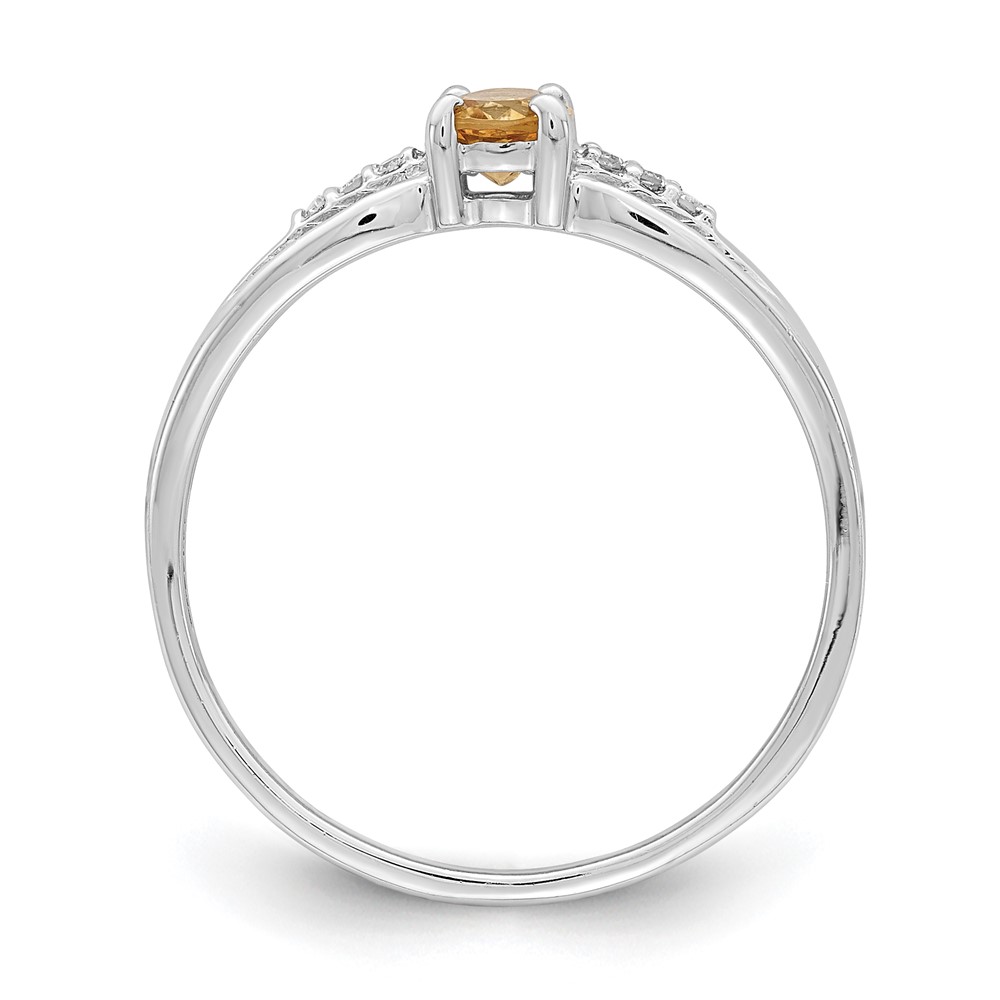 Sterling Silver Rhod-plated Diamond Citrine Ring (QR7064NOV-7)