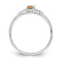 Sterling Silver Rhod-plated Diamond Citrine Ring view 2