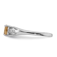 Sterling Silver Rhod-plated Diamond Citrine Ring view 4