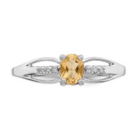 Sterling Silver Rhod-plated Diamond Citrine Ring view 5