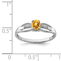 Sterling Silver Rhod-plated Diamond Citrine Ring view 3