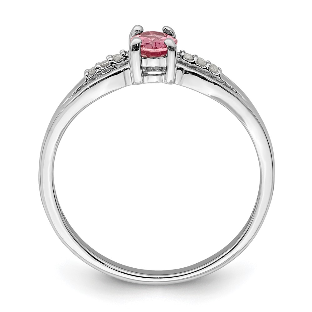 Sterling Silver Rhod-plated Diamond Pink Tourmaline Ring (QR7064OCT-6)