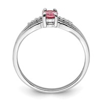 Sterling Silver Rhod-plated Diamond Pink Tourmaline Ring view 2