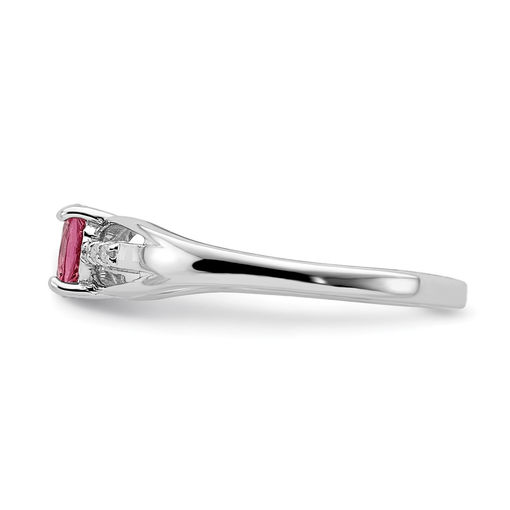 Sterling Silver Rhod-plated Diamond Pink Tourmaline Ring (QR7064OCT-6)