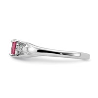 Sterling Silver Rhod-plated Diamond Pink Tourmaline Ring view 4