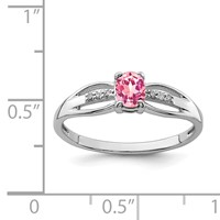 Sterling Silver Rhod-plated Diamond Pink Tourmaline Ring view 3