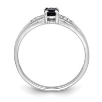 Sterling Silver Rhod-plated Diamond Created Sapphire Ring view 2