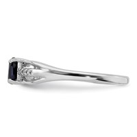 Sterling Silver Rhod-plated Diamond Created Sapphire Ring view 4