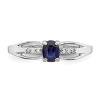 Sterling Silver Rhod-plated Diamond Created Sapphire Ring view 5