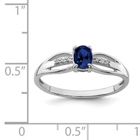 Sterling Silver Rhod-plated Diamond Created Sapphire Ring view 3