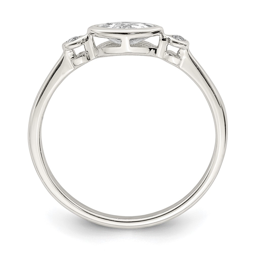 Sterling Silver Rhodium-plated Polished White Topaz Ring (QR7065APR-8)