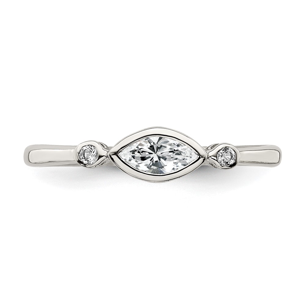 Sterling Silver Rhodium-plated Polished White Topaz Ring (QR7065APR-8)