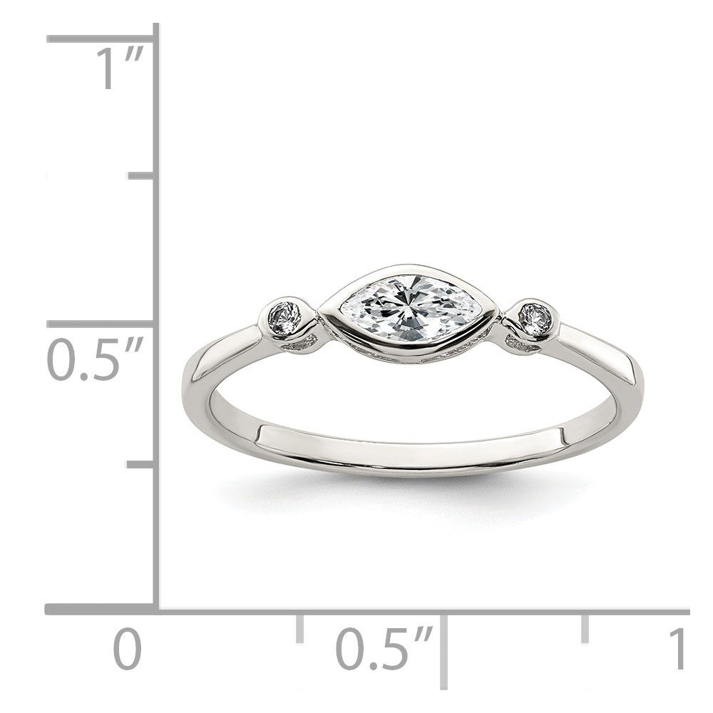 Sterling Silver Rhodium-plated Polished White Topaz Ring (QR7065APR-8)