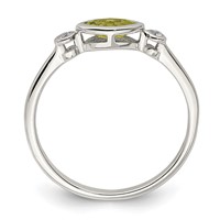 Sterling Silver Rhodium-plated Polished Peridot and White Topaz Ring view 2