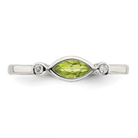 Sterling Silver Rhodium-plated Polished Peridot and White Topaz Ring view 5
