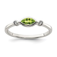 Sterling Silver Rhodium-plated Polished Peridot and White Topaz Ring view 1