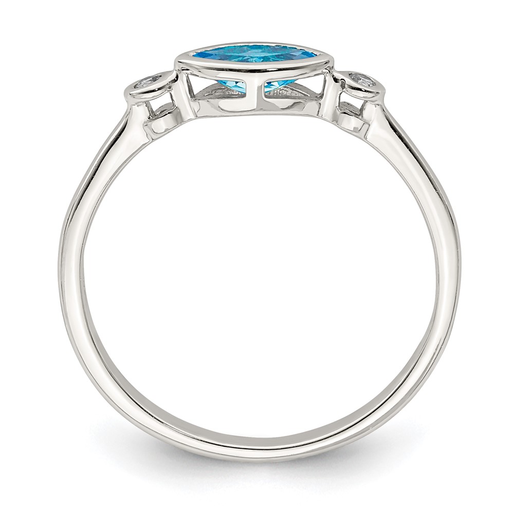 Sterling Silver Rhodium-plated Polished Blue Topaz/White Topaz Ring (QR7065DEC-8)
