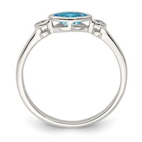 Sterling Silver Rhodium-plated Polished Blue Topaz White Topaz Ring view 2