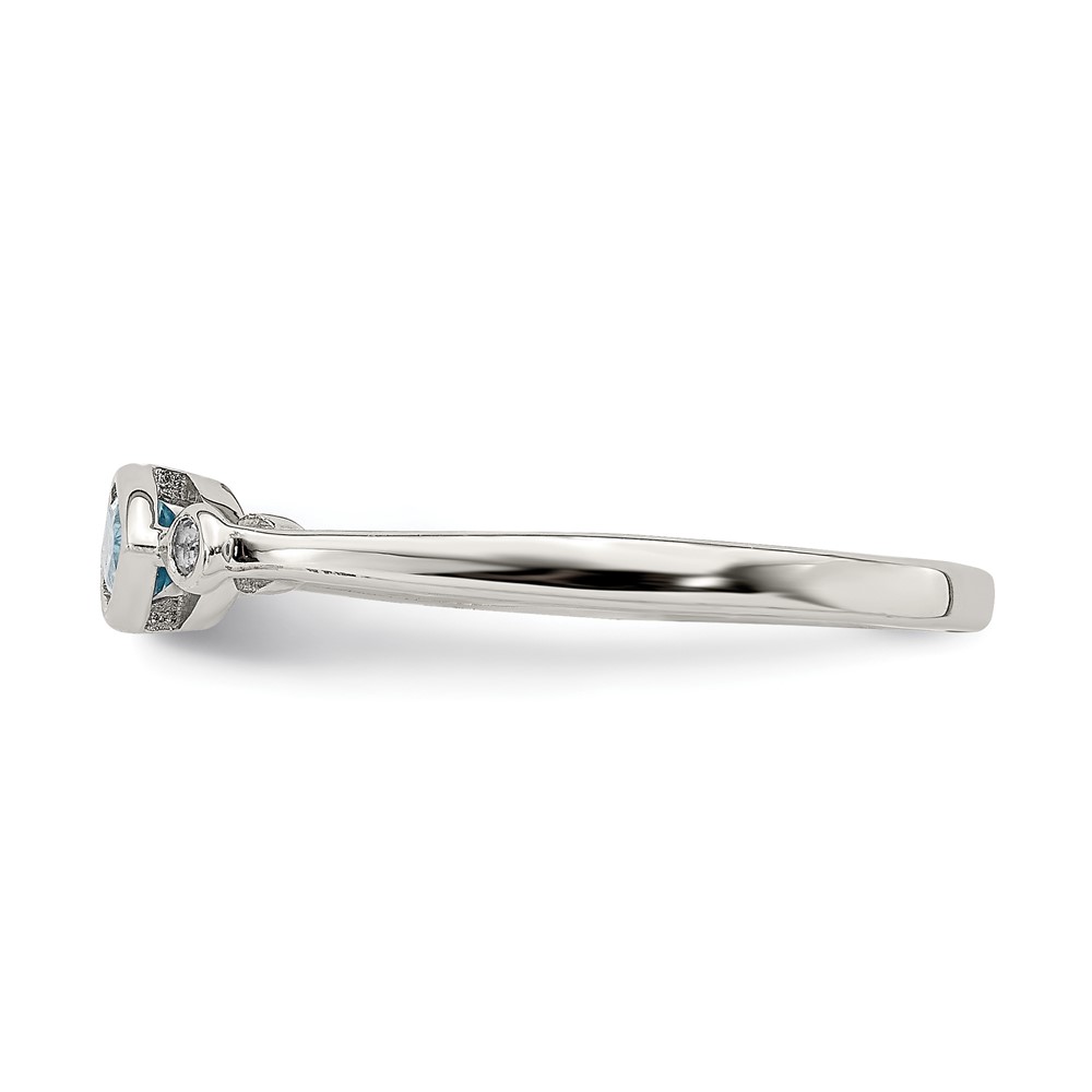 Sterling Silver Rhodium-plated Polished Blue Topaz/White Topaz Ring (QR7065DEC-8)