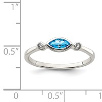 Sterling Silver Rhodium-plated Polished Blue Topaz White Topaz Ring view 3