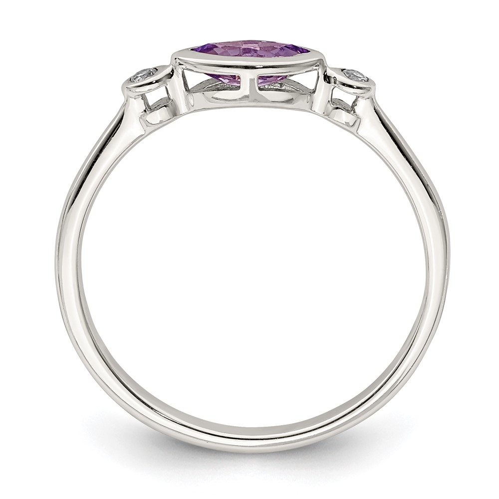 Sterling Silver Rhodium-plated Polished Amethyst/White Topaz Ring (QR7065FEB-6)