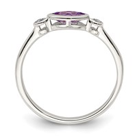 Sterling Silver Rhodium-plated Polished Amethyst White Topaz Ring view 2