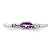 Sterling Silver Rhodium-plated Polished Amethyst White Topaz Ring view 5