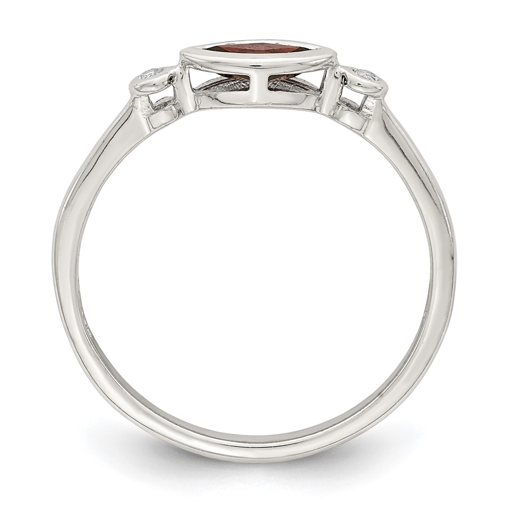 Sterling Silver Rhodium-plated Polished Garnet and White Topaz Ring (QR7065JAN-8)