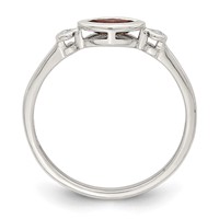 Sterling Silver Rhodium-plated Polished Garnet and White Topaz Ring view 2