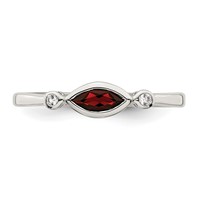 Sterling Silver Rhodium-plated Polished Garnet and White Topaz Ring view 5