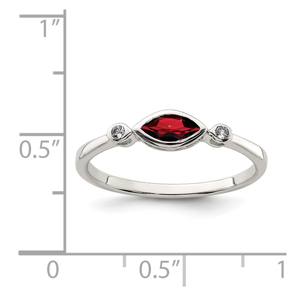 Sterling Silver Rhodium-plated Polished Garnet and White Topaz Ring (QR7065JAN-8)