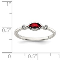 Sterling Silver Rhodium-plated Polished Garnet and White Topaz Ring view 3