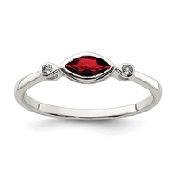 Sterling Silver Rhodium-plated Polished Garnet and White Topaz Ring view 1