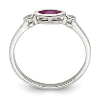Sterling Silver Rhod-pltd Polished Created Ruby and White Topaz Ring view 2