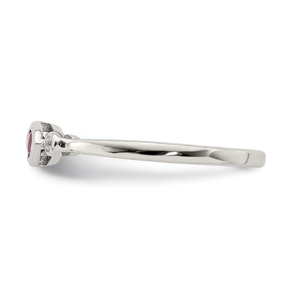 Sterling Silver Rhod-pltd Polished Created Ruby and White Topaz Ring (QR7065JUL-6)